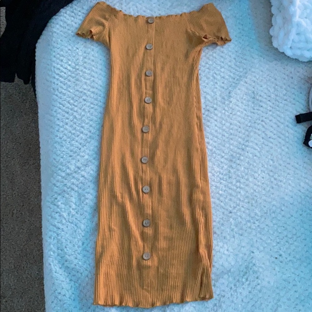 YELLOW BODY CON DRESS